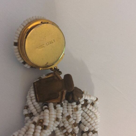 Vintage made in Italy white and gold tone beaded braided necklace - Picture 9 of 9